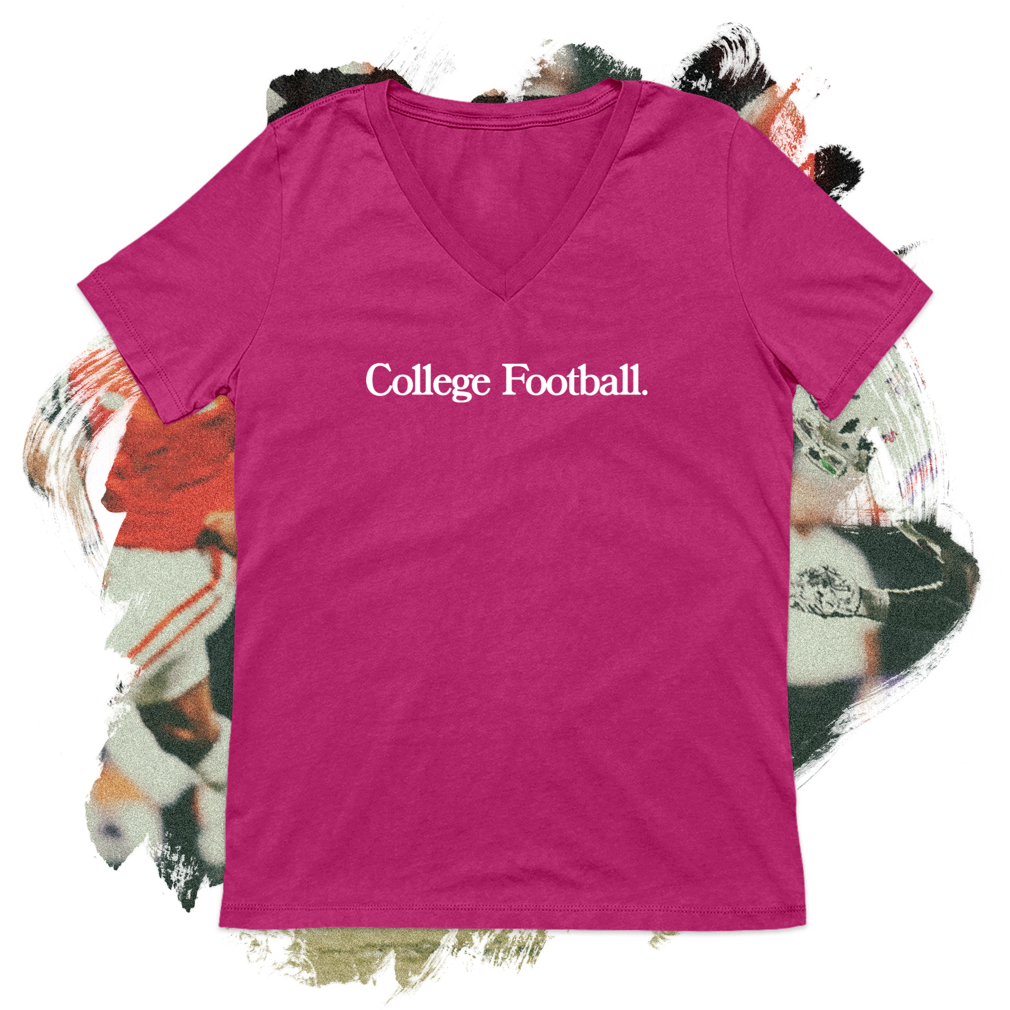 College Football White V-Neck