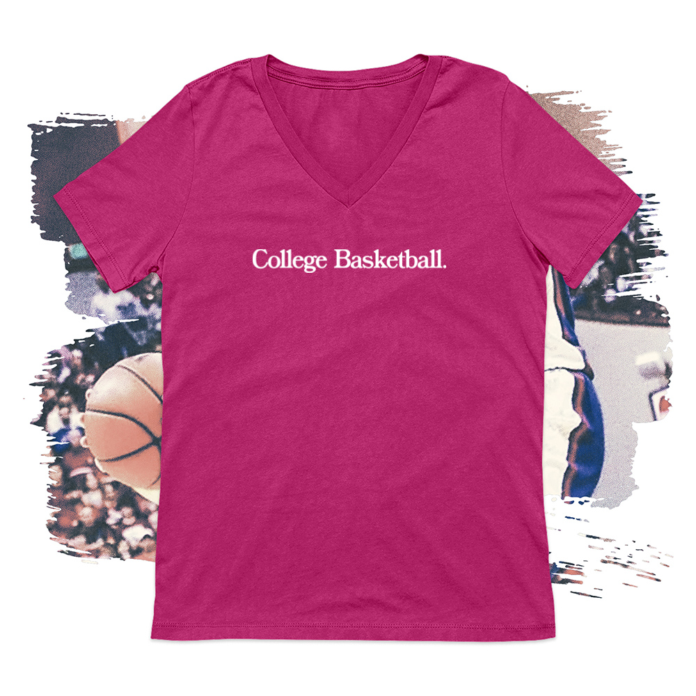 College Basketball White V-Neck