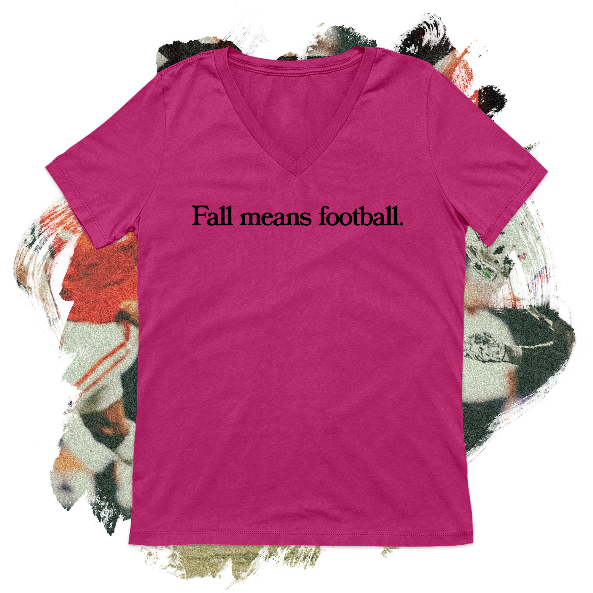Fall Means Football Black V-Neck