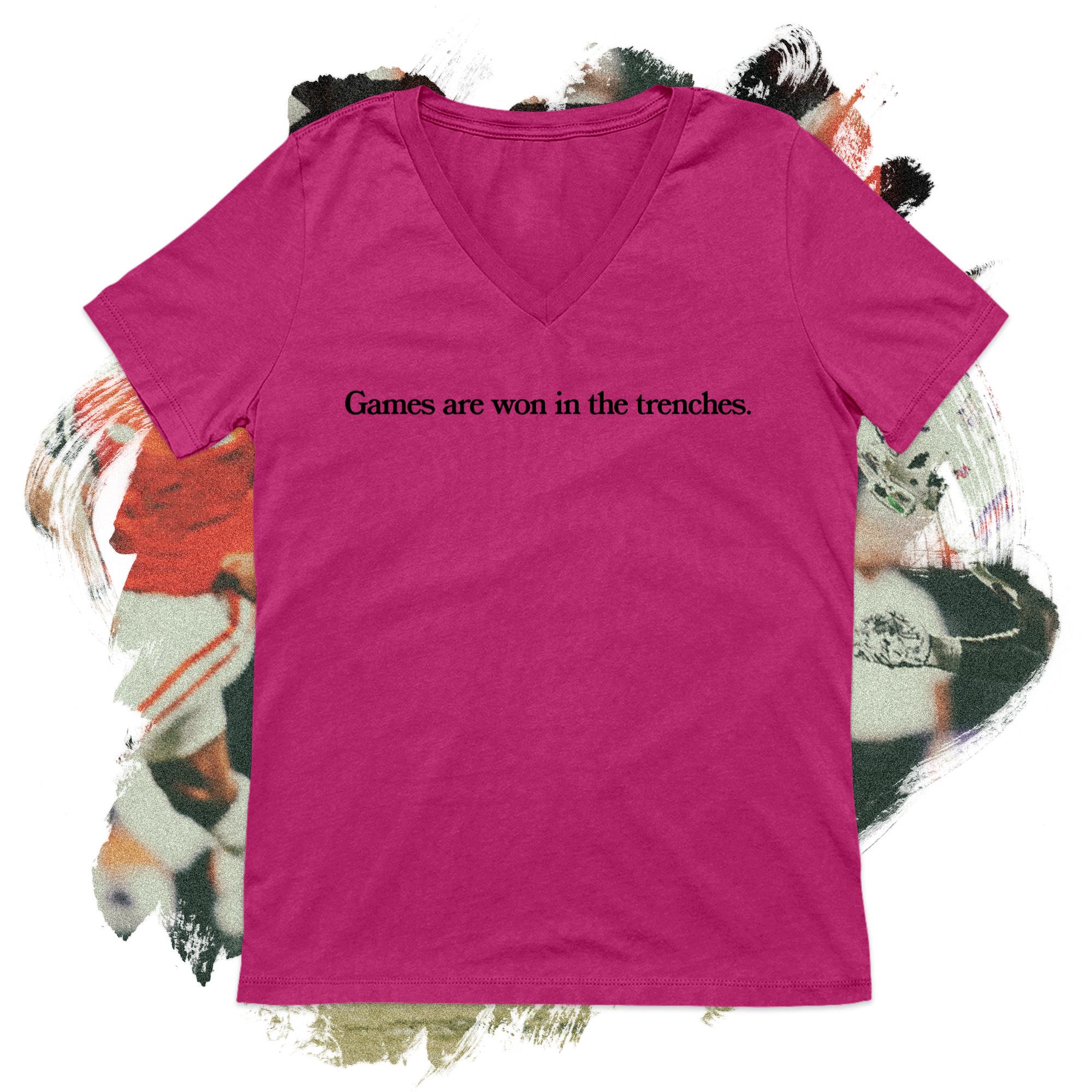 Games Are Won in the Trenches Black V-Neck