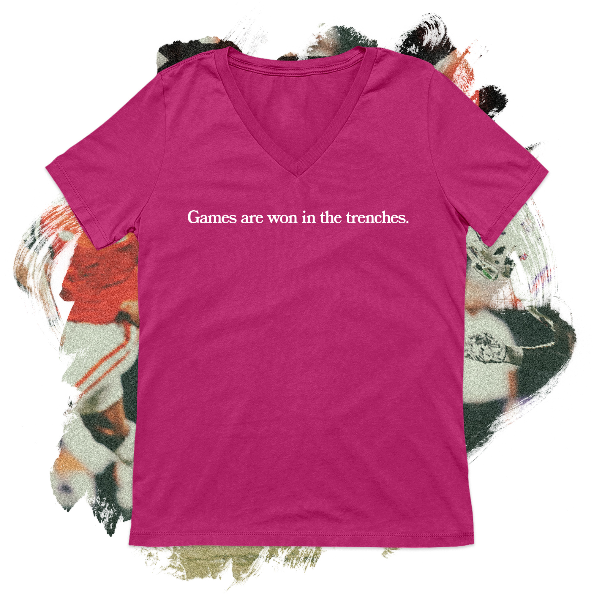 Games Are Won in the Trenches White V-Neck