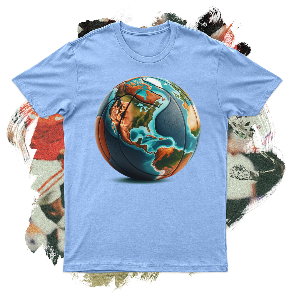 A Basketball Designed to Resemble a Globe of the Earth Softstyle Tee