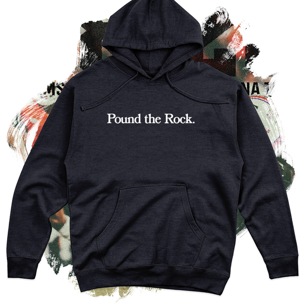 Pound the Rock White Football Midweight Hoodie