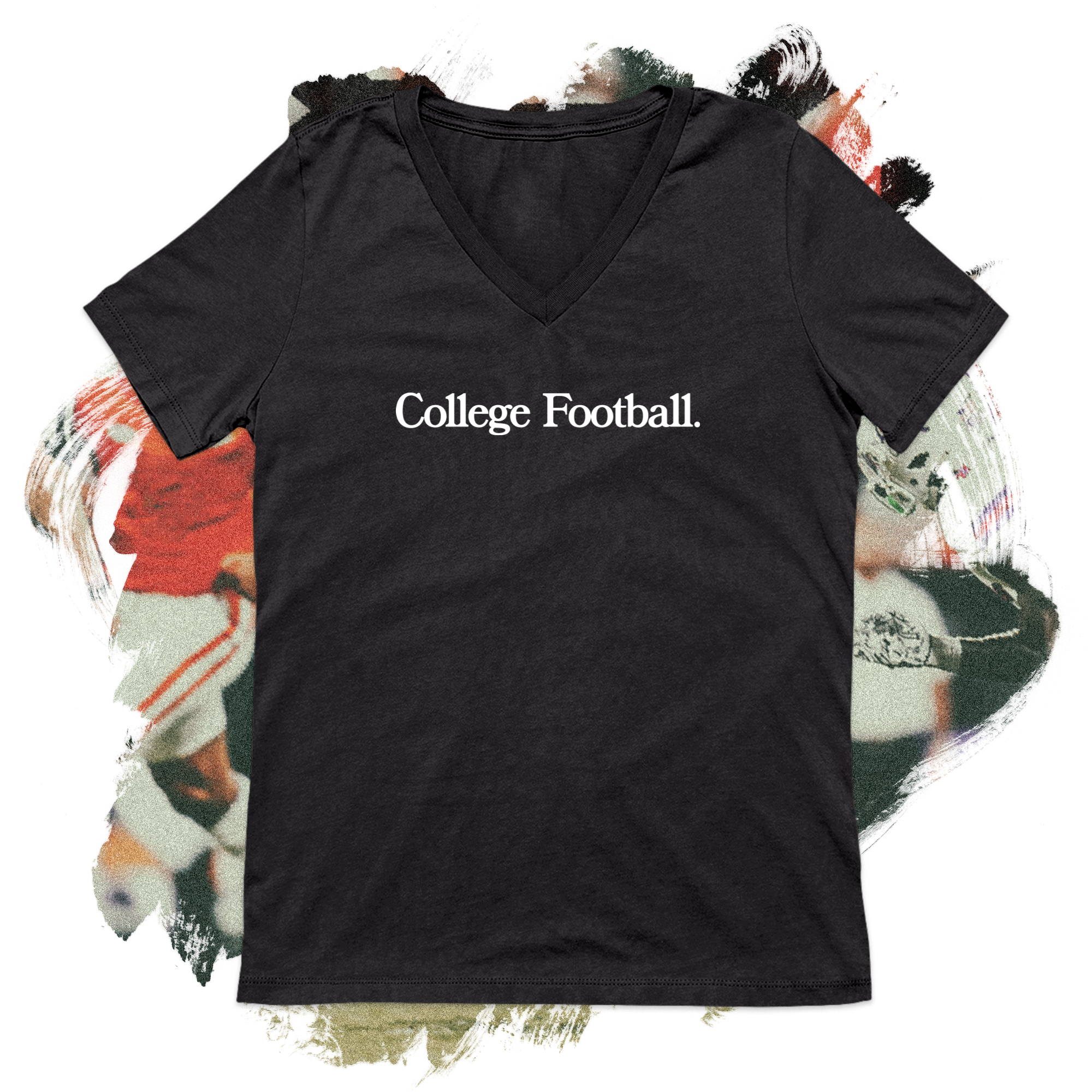 College Football White V-Neck