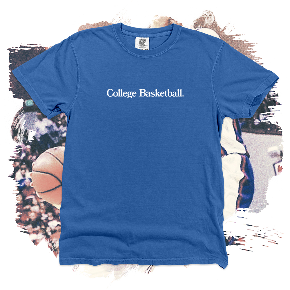 College Basketball White Heavy Cotton Tee