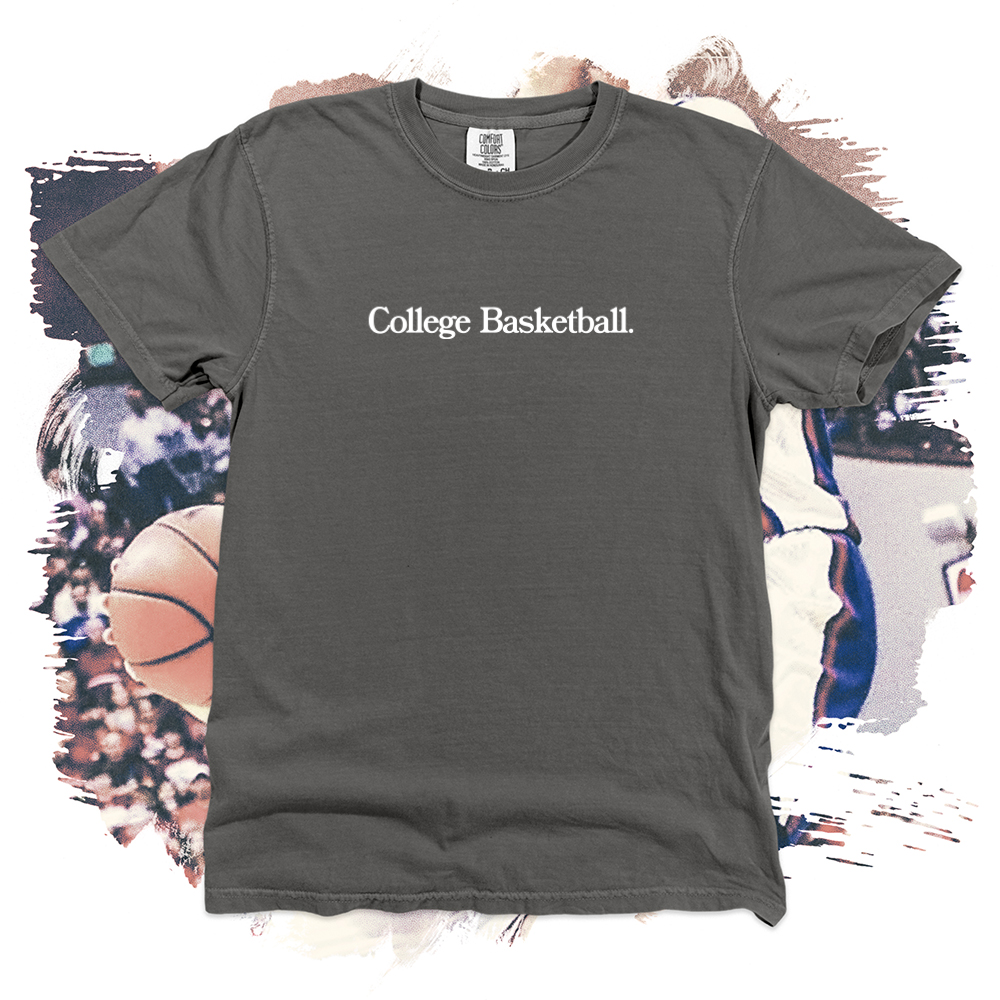 College Basketball White Heavy Cotton Tee