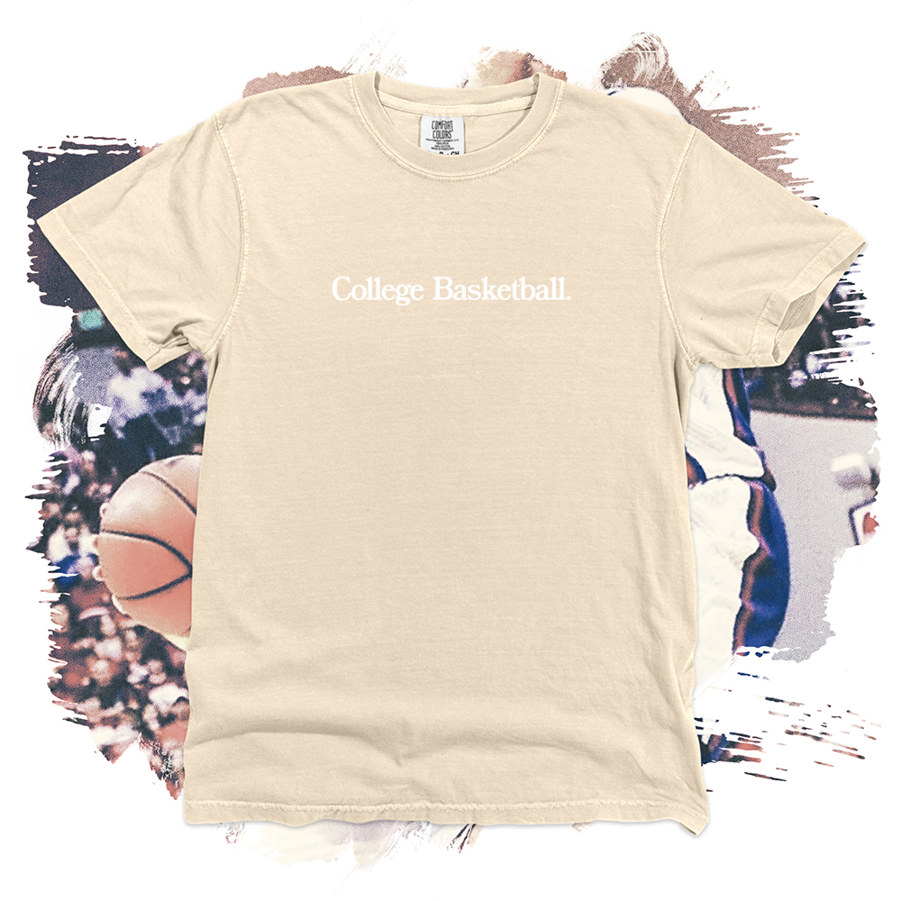 College Basketball White Heavy Cotton Tee