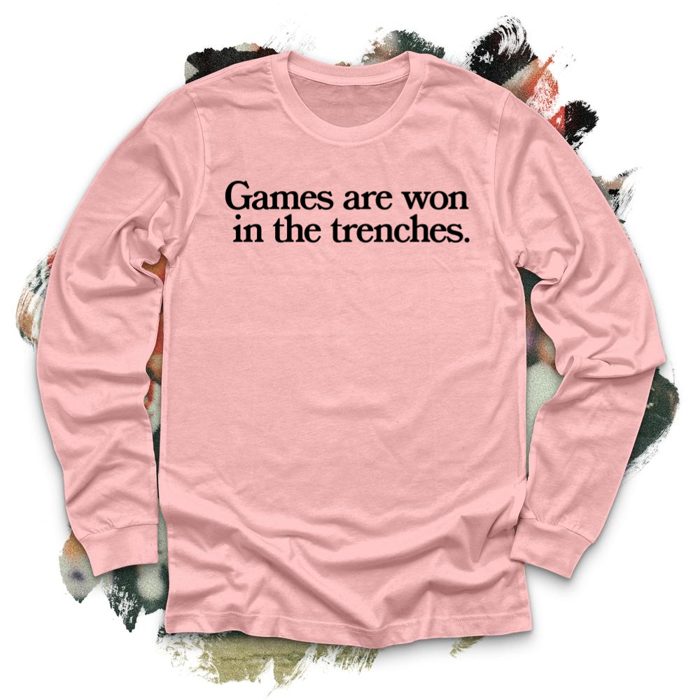 Games Are Won in the Trenches 2 Black Football Long Sleeve