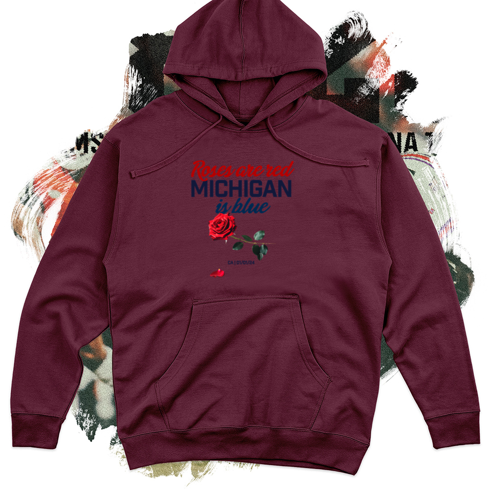 Roses are Red Michigan is Blue Midweight Hoodie