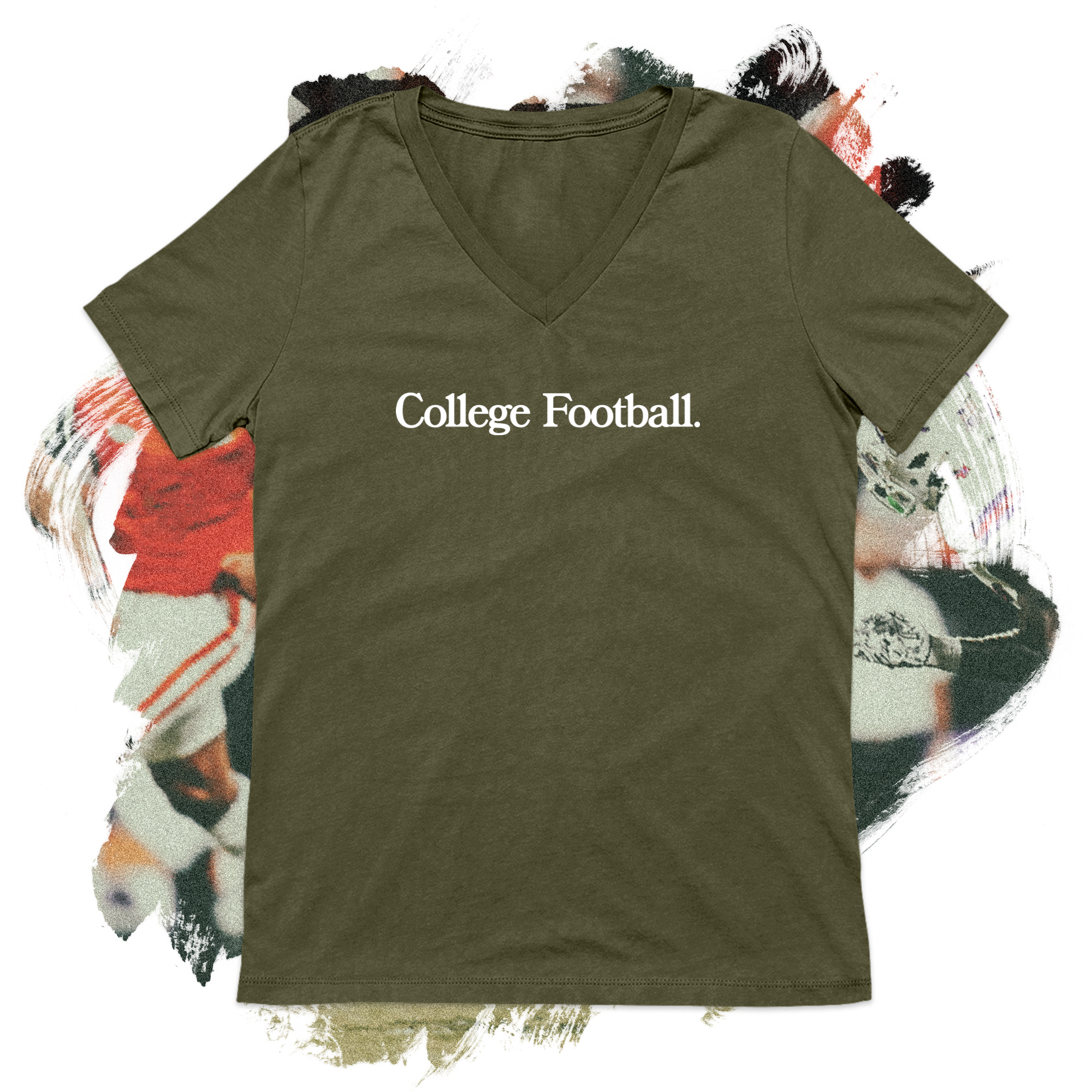 College Football White V-Neck