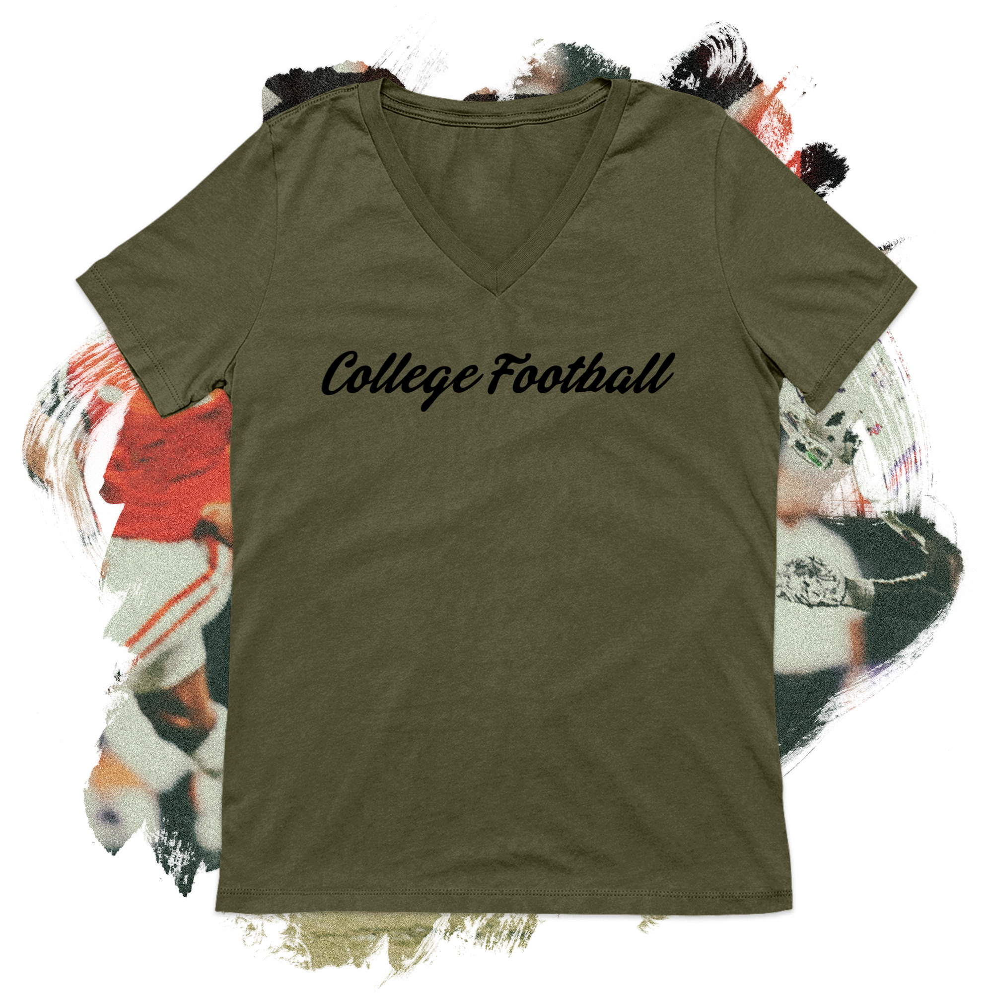 College Football Script Black V-Neck