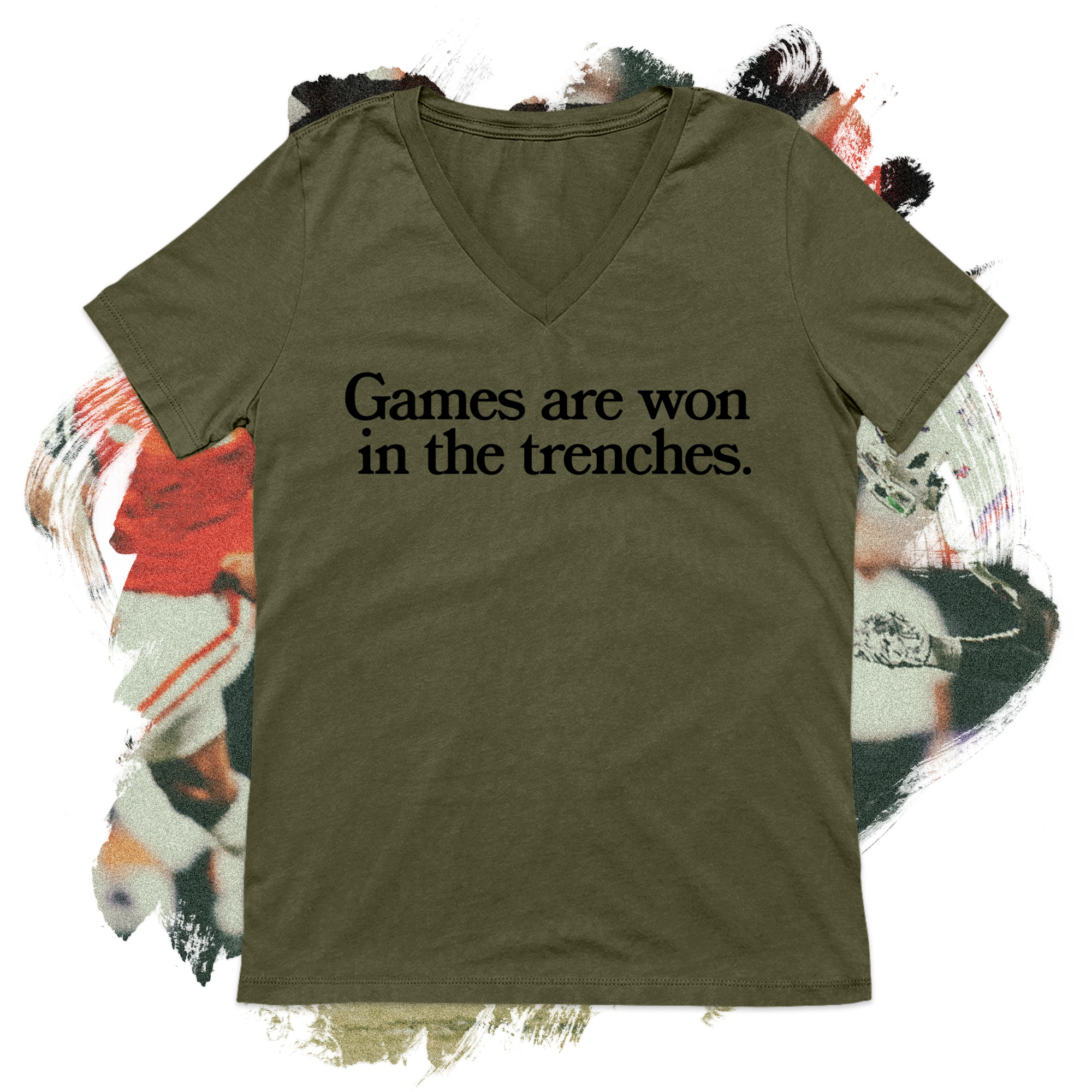 Games Are Won in the Trenches 2 Black V-Neck