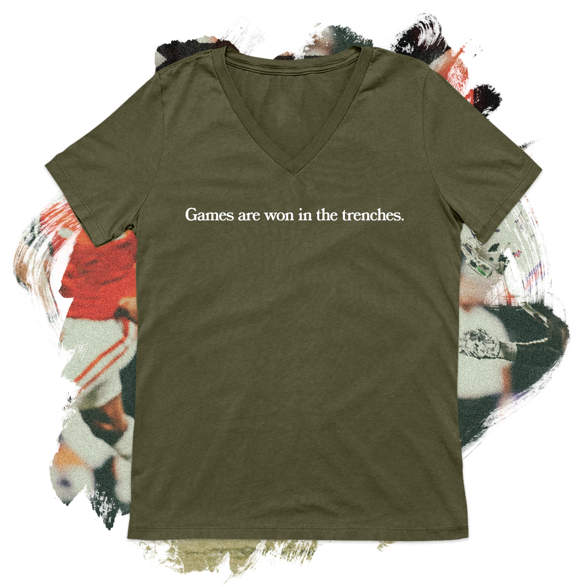 Games Are Won in the Trenches White V-Neck