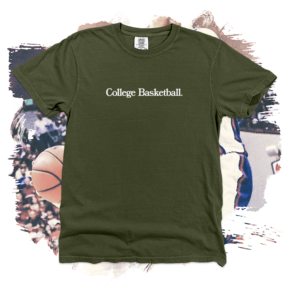 College Basketball White Heavy Cotton Tee