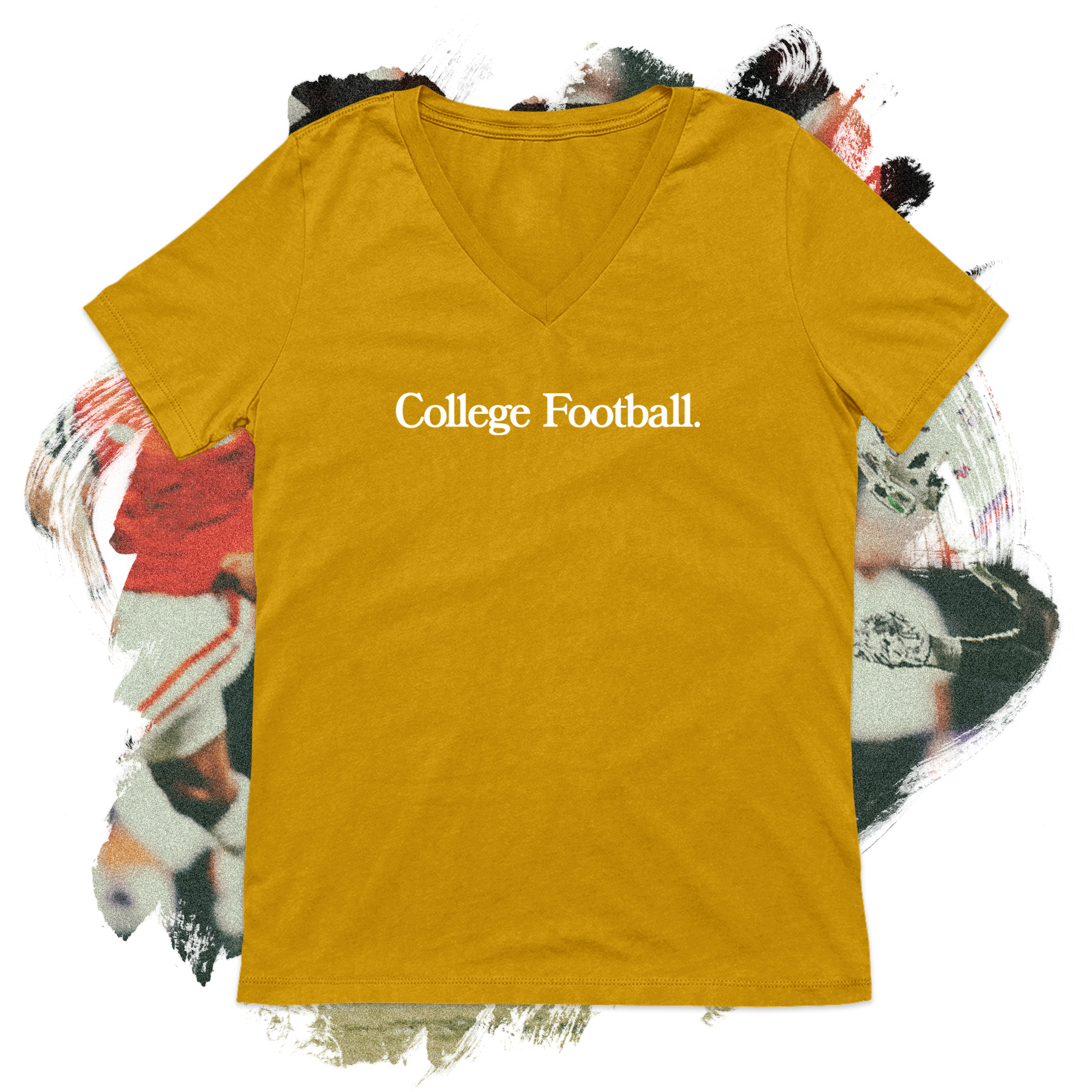 College Football White V-Neck