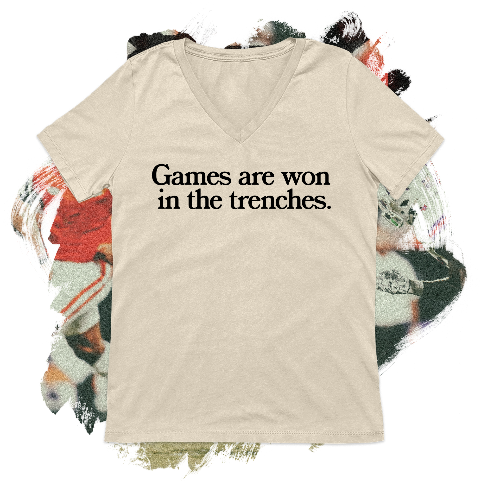 Games Are Won in the Trenches 2 Black V-Neck
