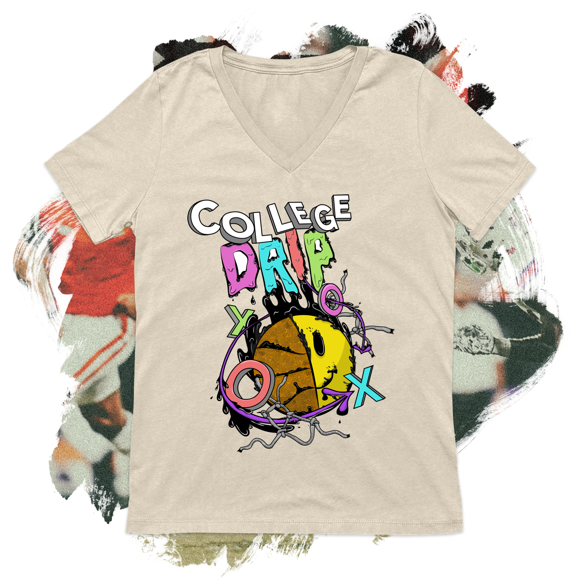 College Drip Color V-Neck