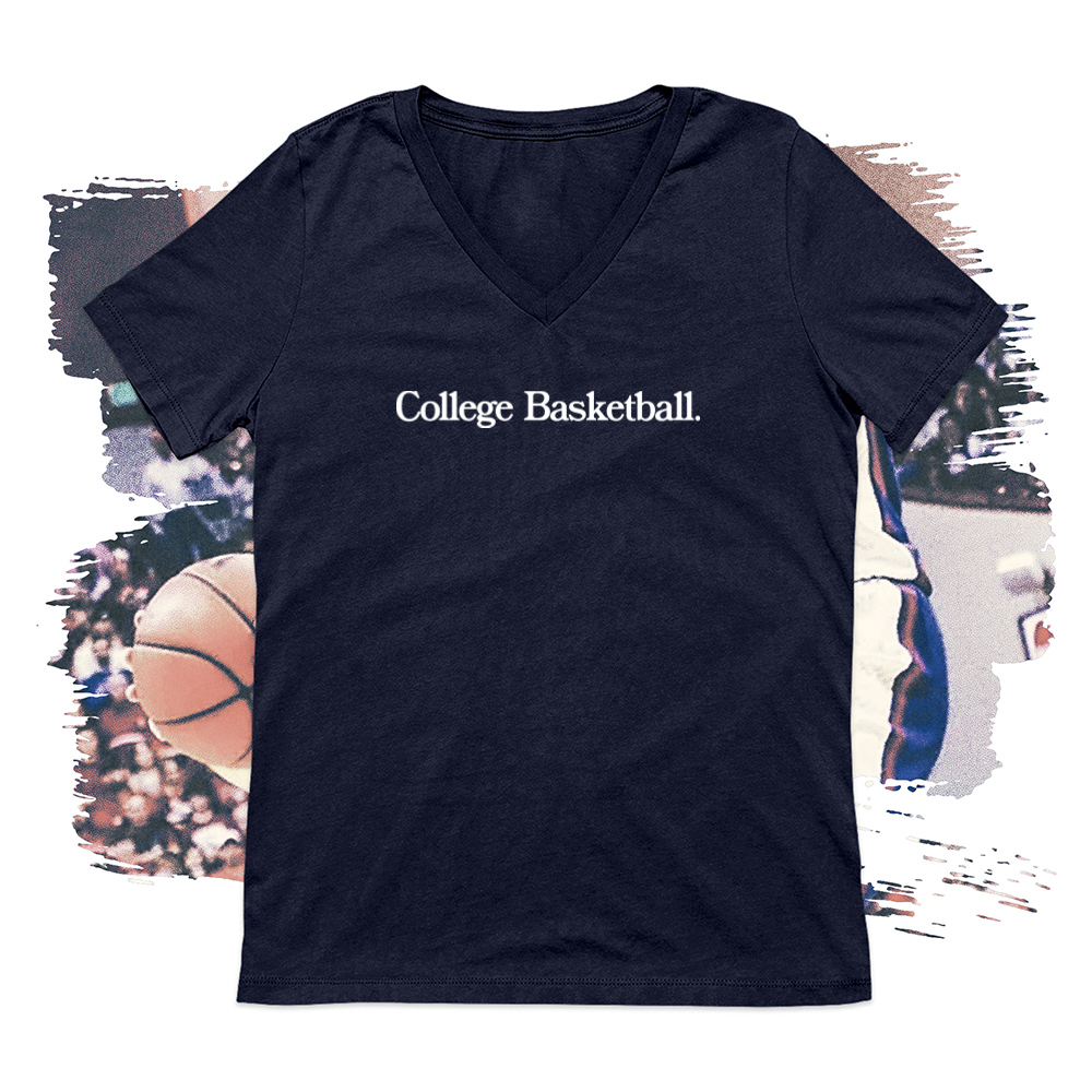 College Basketball White V-Neck