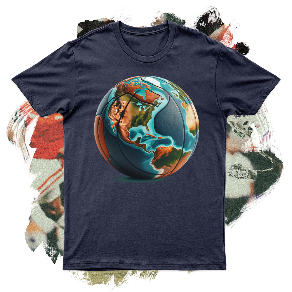 A Basketball Designed to Resemble a Globe of the Earth Softstyle Tee