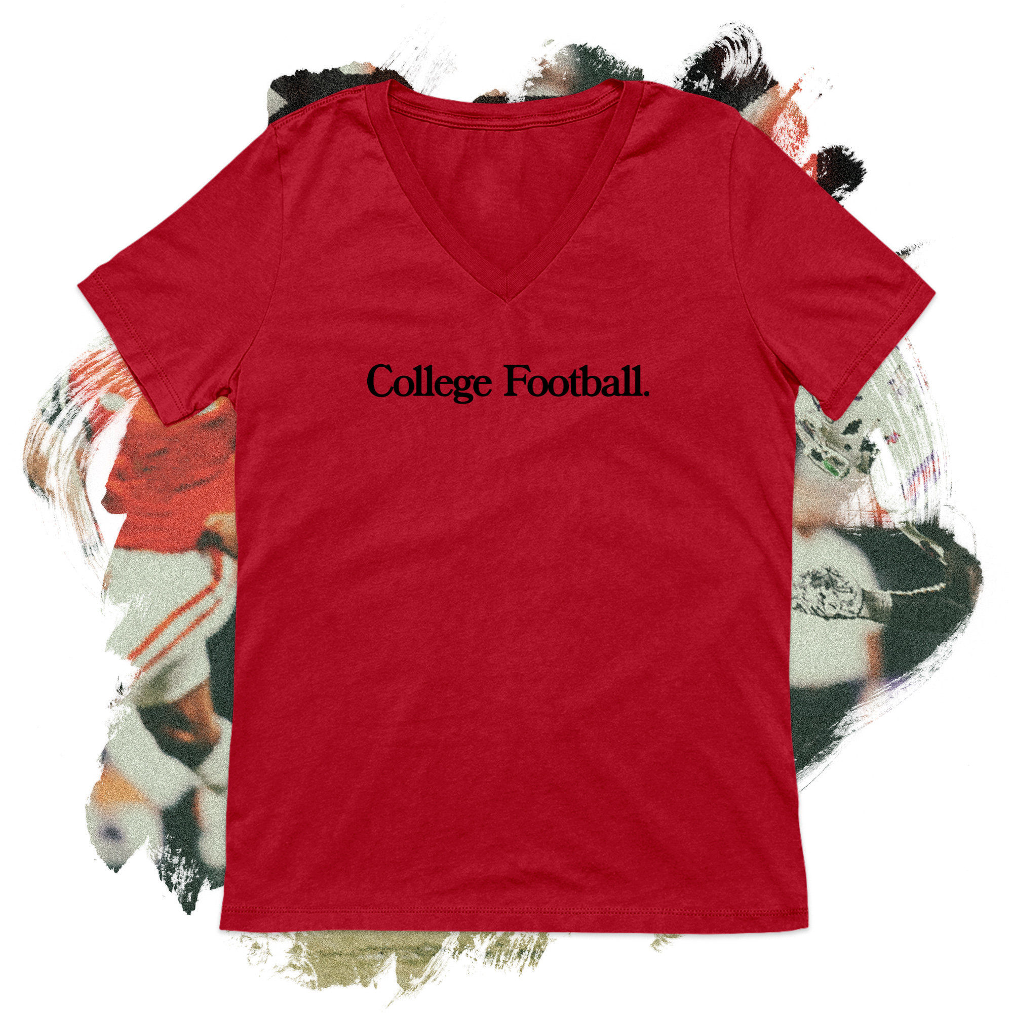 College Football Black V-Neck