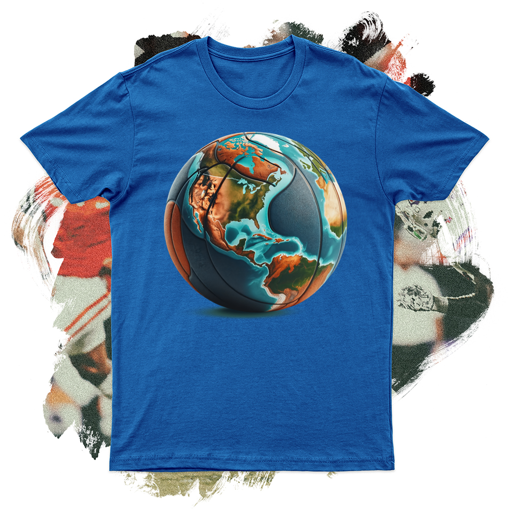 A Basketball Designed to Resemble a Globe of the Earth Softstyle Tee