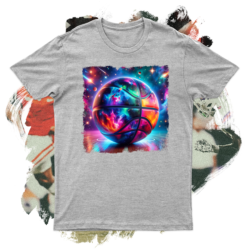 Basketball With a Highly Vibrant and Bright Outer Space Theme Softstyle Tee