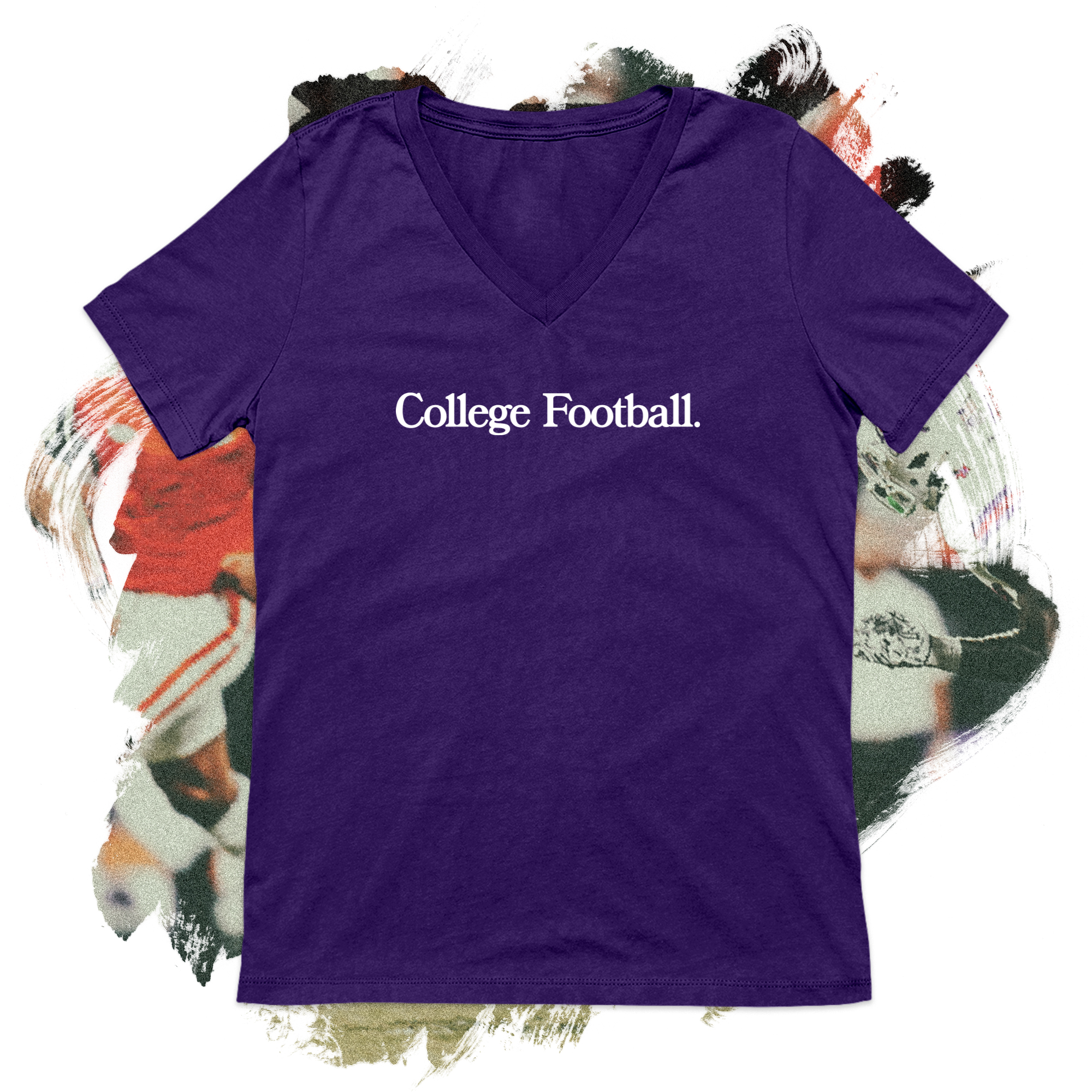 College Football White V-Neck