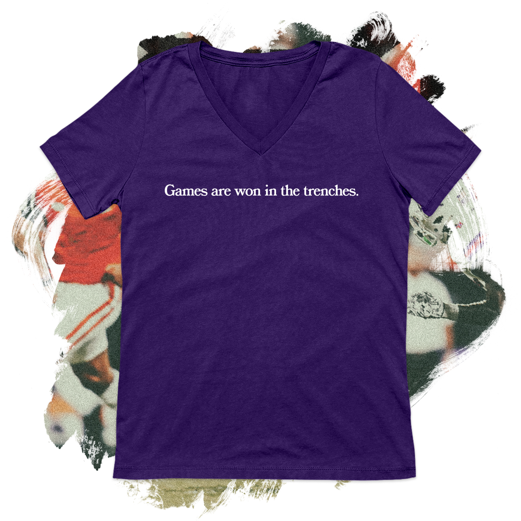 Games Are Won in the Trenches White V-Neck