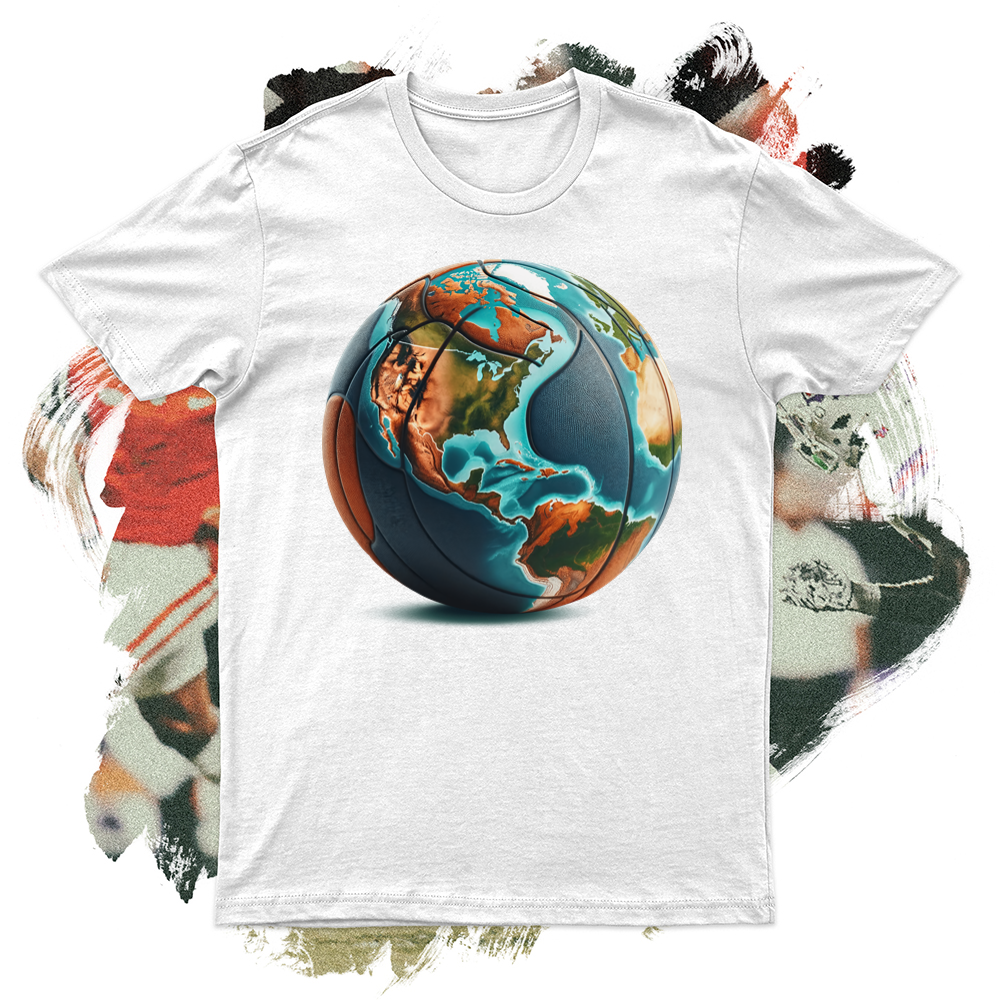 A Basketball Designed to Resemble a Globe of the Earth Softstyle Tee